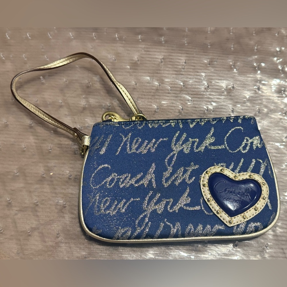 Coach Blue and Gold Women's wristlet